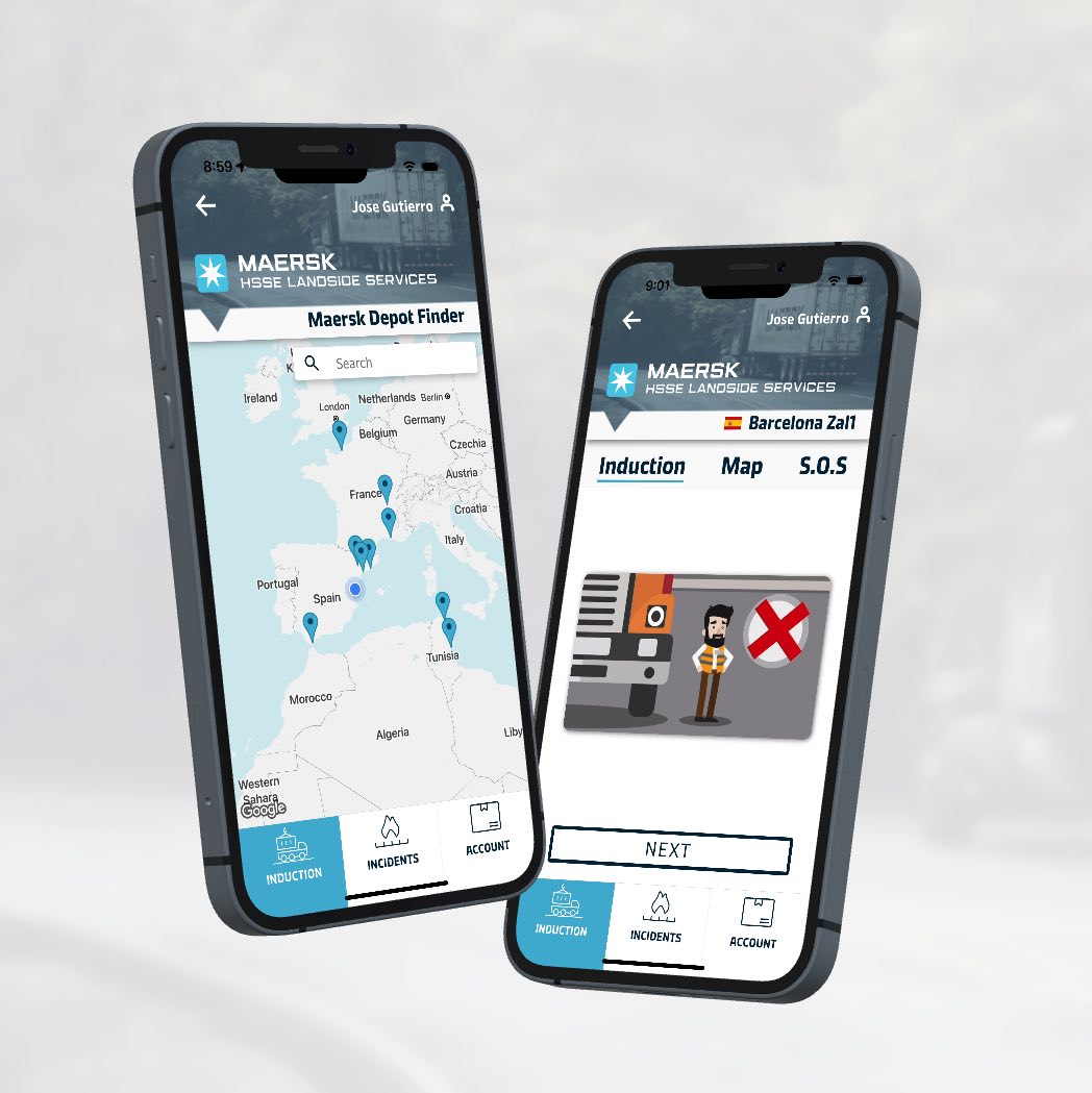 Maersk HSSE Landside Services, inducciones de seguriad, reporte de incidencias y feedback en tiempo real